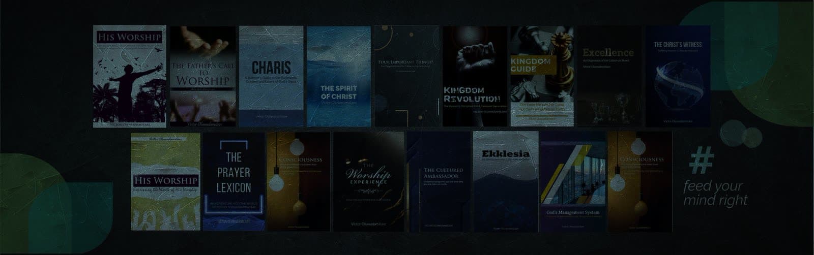 A shelf of titles published by The Ecclesia Embassy